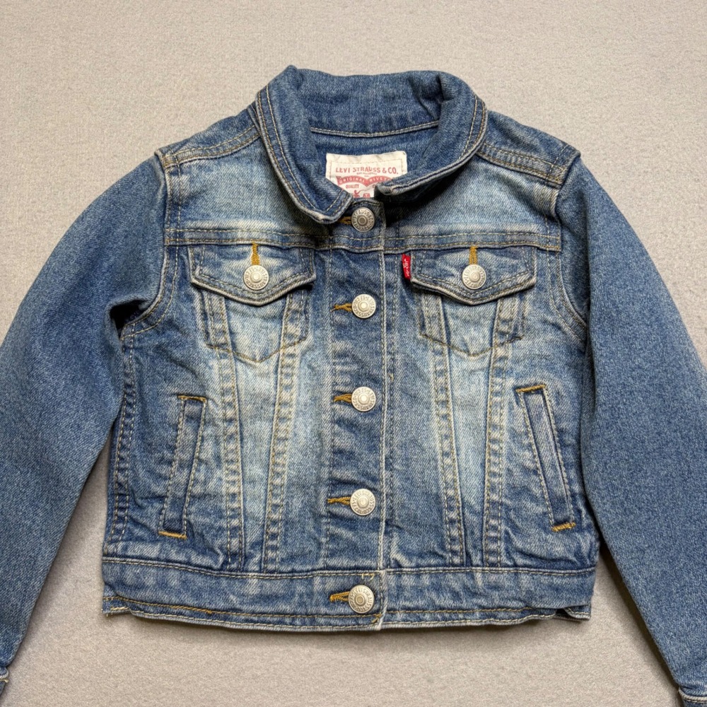 Levi's Denim Jacket Kids 3T‎ Blue Trucker Classic Red Tab Button Up
